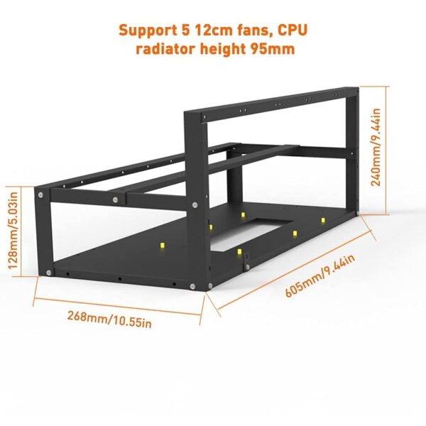 ROVJK Mining Rig Frame Case 6/8 GPU Bitcoin Open Air Mining Case Frame Mining Frame kit, Used for Mining Cryptocurrency Bitcoin ETH / ETC / ZEC Ether Accessories Tool (Without Fan and GPU), White - Image 2