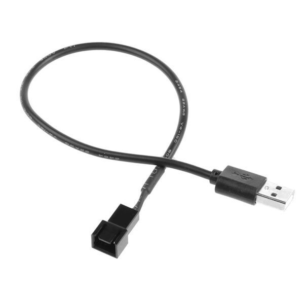 Saccgt 32cm/12.60in Fan Power Adapter Cable 1 to 1 Ways USB 2.0 A Male to 3 Pin Male 5V PWM Fan Connector, 22AWG Copper - Image 5