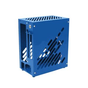 M24ITX Mini Portable Desktop Chassis All-Aluminum Side Through A4 Portable Case Small 1uflex Power Supply Alone Display Case K39 (Blue)