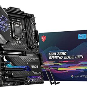 MSI MPG Z590 Gaming Edge WiFi Gaming Motherboard (ATX, 11th/10th Gen Intel Core, LGA 1200 Socket, DDR4, PCIe 4, CFX, M.2 Slots, USB 3.2 Gen 2, Wi-Fi 6E, DP/HDMI, Mystic Light RGB) (Renewed)