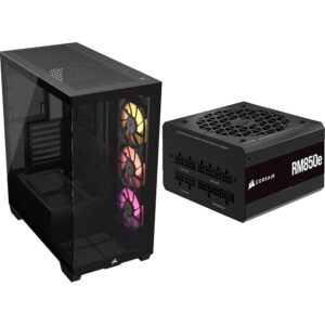 CORSAIR iCUE Link 3500X RGB Mid-Tower ATX PC Case + CORSAIR RM850e Fully Modular ATX Power Supply - Black