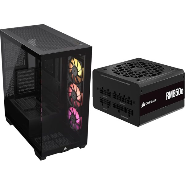 CORSAIR iCUE Link 3500X RGB Mid-Tower ATX PC Case + CORSAIR RM850e Fully Modular ATX Power Supply - Black