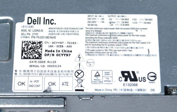 Dell 250w SFF Power Supply for Inspiron 530s 531s Vostro 200s 220s Studio 540s Identical Parts: XW605 XW784 6MVjH 7gc81 (Renewed) - Image 4
