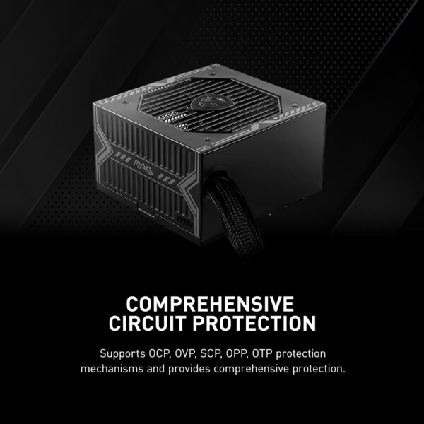 MSI MAG A650BN Gaming Power Supply - 80 Plus Bronze Certified 650W - Compact Size - ATX PSU (Renewed) (Renewed) - Image 6