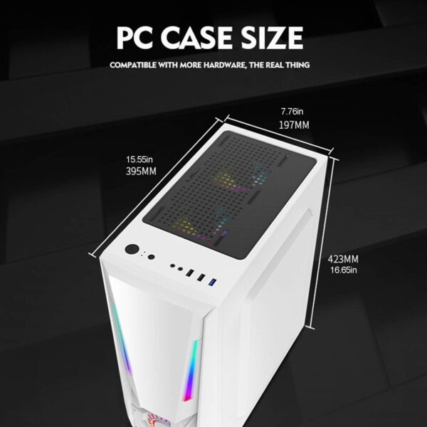 ZXCVBNAS Computer Case ATX Mid Tower PC Gaming Case - Front USB Port - Quick-Release Tempered Glass Side Panel - Cable Management System - Water-Cooling Ready - Black/White,White - Image 7
