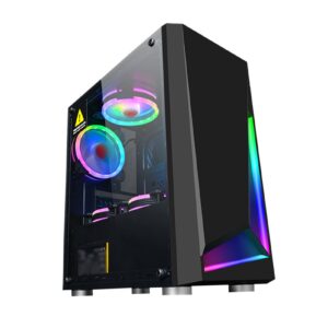 ARrase PC Case,Supports Micro-ATX Mini-ITX Gaming Computer Cases,Pre-Installed with 8 Fans,Light Bar,Suitable for Gaming and Office Work (Color : Black), 18648