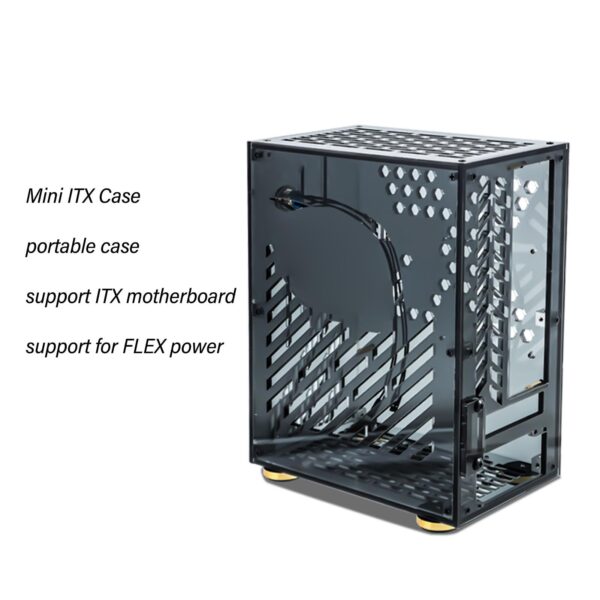 Beufee Computer Chassis, Mini-ITX Case 4.3L Clear Acrylic Panel for 1U Power 2.5in SSD 360 Degree Cooling Cushioning Foot Pads(Black) - Image 2