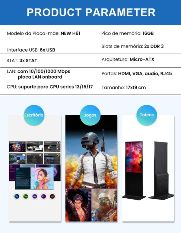 10/100/1000Mbps Motherboard Lga1155 Chipset Intel H61 Socket I3/i5/17 16gb Usb (H61), Intel CPUs 2-3 Generation - Image 5