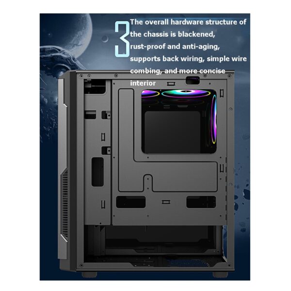 Mid-Tower Case,Computer Game Case,ATX,MICROATX,ITX Case,Tempered Glass Side Panel,Suitable for Gaming and Office Work,6 Fans (Color : White) - Image 6