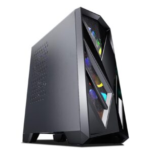 ZXCVBNAS PC Gaming Case - USB3.0 Port - SPCC Steel Side Panel Cable Management - Be Quiet Water-Cooling Ready - Integrated RGB Lighting - Black