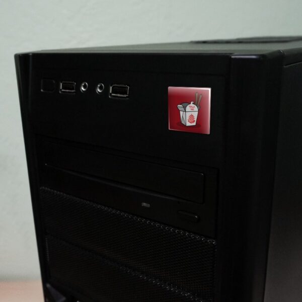 Chinese Food Takeout Box with Chopsticks Computer Case Modding Badge Emblem Resin-Topped 1 Stickers - Set of 4 - Image 2