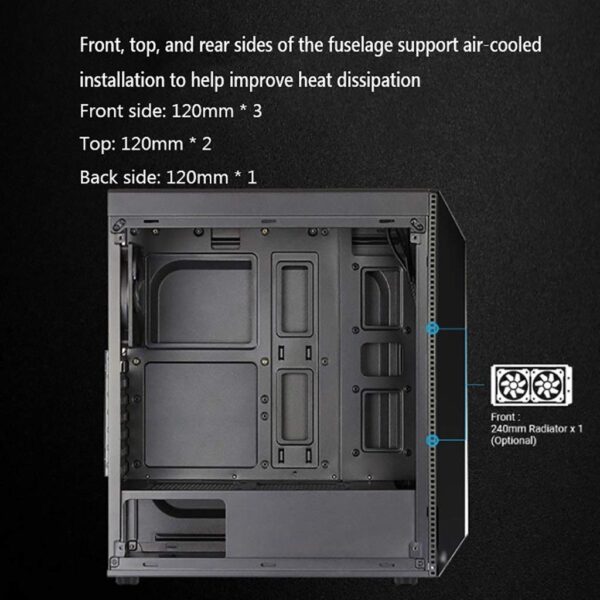 HDYD Gaming Case,Mid-Tower PC Gaming Case ATX/M-ATX/ITX - Front I/O USB 3.0 Port - Transparent Side Panels - 8Fan Position-Water Cooling Installation Ready - Image 4