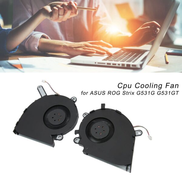 CPU Cooler, 4 Pin Aluminum Alloy Cooling Fan, Strong Heat Dissipation Laptop CPU Cooling Fan Compatible for ROG Strix G531G G531GT (DC 5V/0.5A) - Image 2