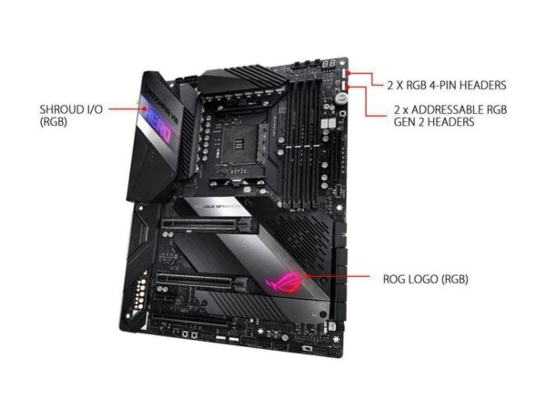 Asus ROG X570 Crosshair VIII Hero (Wi-Fi) ATX Motherboard with PCIe 4.0, on-Board WiFi 6 (802.11Ax), 2.5 Gbps LAN, USB 3.2, SATA, M.2, Node and Aura Sync RGB Lighting (Renewed) - Image 4