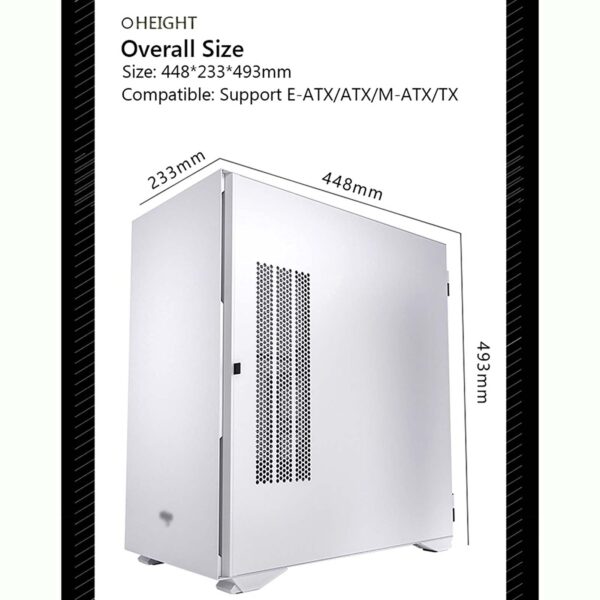 BBNB Gaming Case,Mid-Tower PC Gaming Case E-ATX/ATX/M-ATX/ITX - Front I/O USB 3.0 Port - Hinge Glass Side Panel - 9 Fan Position - Water-Cooling Ready - Image 2