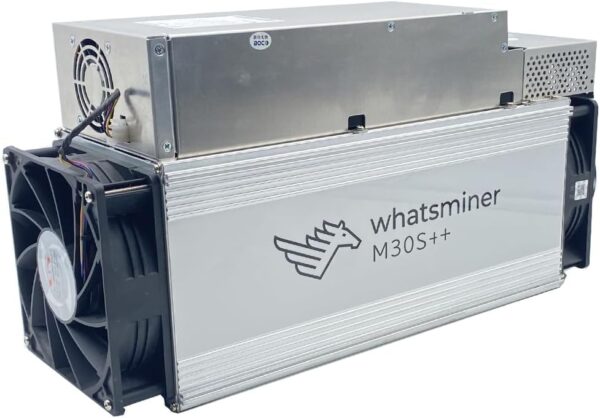 MicroBT Whatsminer M30S++ 110TH/S Bitcoin ASIC Miner (SHA256, 32J/TH, 3472W, 220V), Energy Efficient, Highly Stable, Air-Cooling Home Mining Machine for BTC/BCH/BSV, w/PSU (Renewed)