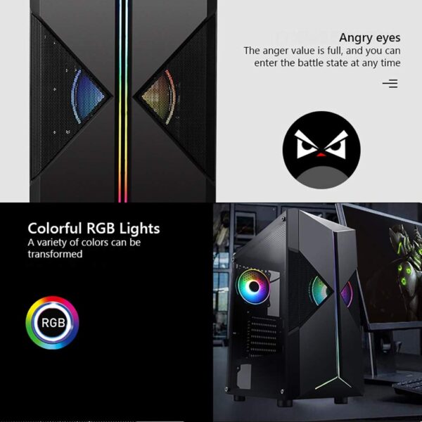HDYD Gaming Case,Mid-Tower PC Gaming Case ATX/M-ATX/ITX - Front I/O USB 3.0 Port - Acrylic Side Panel - 8 Fan Position - Water-Cooling Ready (Size : 1 Fan) - Image 4