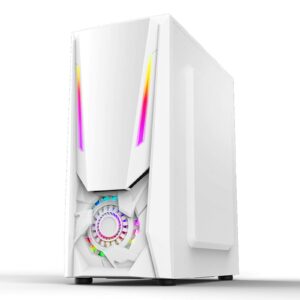ZXCVBNAS Computer Case ATX Mid Tower PC Gaming Case - Front USB Port - Quick-Release Tempered Glass Side Panel - Cable Management System - Water-Cooling Ready - Black/White,White