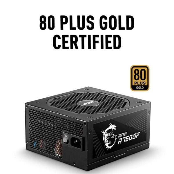 MSI MPG Series Power Supply (PSU): 750 Watt, Full Modular, 80 PLUS Gold Certified, 10 Year Warranty, A750GF (Renewed) - Image 2