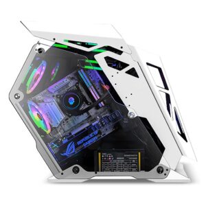 lingyun Special-Shaped Chassis Mini-ITX M-ATX Gaming Case, Game Chassis Desktop Double-Sided Transparent Tempered Glass Computer Motherboard Box