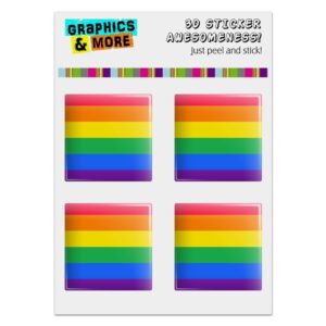 Rainbow Pride Gay Lesbian Contemporary Computer Case Modding Badge Emblem Resin-Topped 1 Stickers - Set of 4