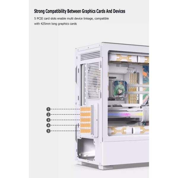 Computer Case 270° Tempered Glass Mid-Tower Case - Compatible with M-ATX/ITX Motherboard - 9 Fan Positions - Supports Water Cooling - Support Back Insertion of Motherboard(Black) - Image 6