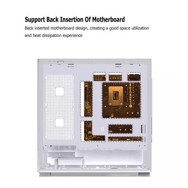 Computer Case 270° Tempered Glass Mid-Tower Case - Compatible with M-ATX/ITX Motherboard - 9 Fan Positions - Supports Water Cooling - Support Back Insertion of Motherboard(Black) - Image 7