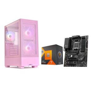 AMD Ryzen 7 7800X3D 8-Core16-Thread Desktop Processor + MSI PRO B650-P WiFi ProSeries Motherboard (AMD AM5, ATX, DDR5, PCIe 4.0) + LIAN LI LANCOOL 205 MESH C Desktop Computer Case Pink