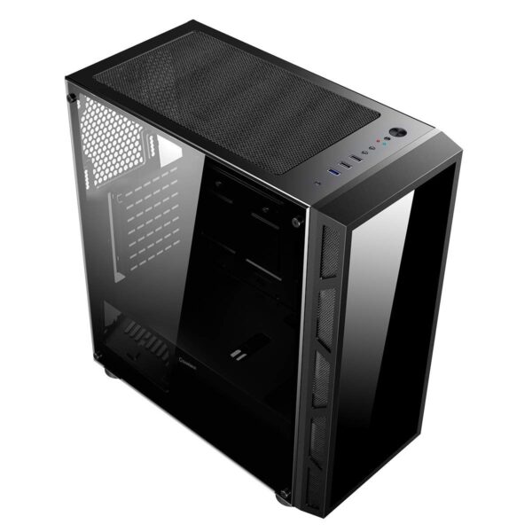 GameMax Kage ARGB PC Gaming Case, Mid-Tower, ATX, ARGB Hub Included, Mobo Sync, Full Tempered Glass Side Panel Included, Water-Cooling Ready | Black - Image 2