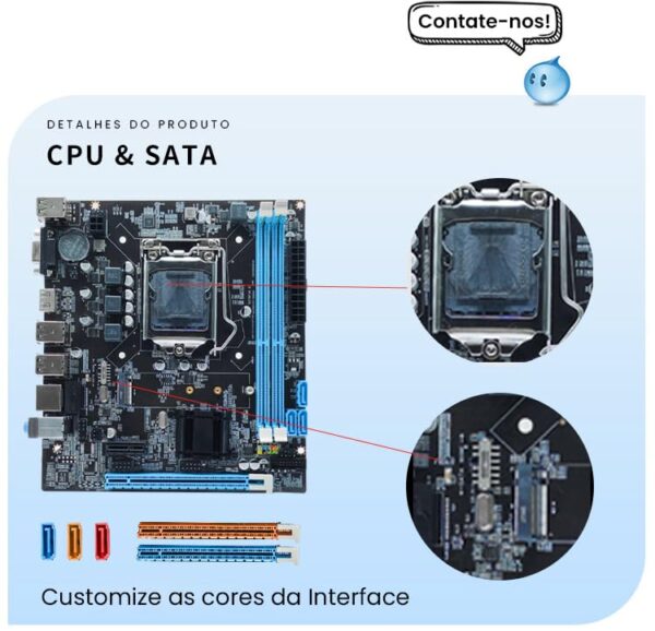 10/100/1000Mbps Motherboard Lga1155 Chipset Intel H61 Socket I3/i5/17 16gb Usb (H61), Intel CPUs 2-3 Generation - Image 3