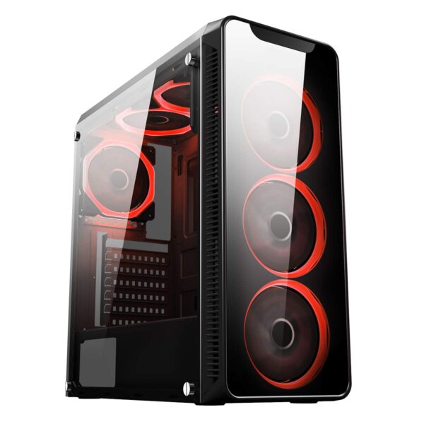 CiT Blaze Red PC Gaming Case Mid-Tower ATX - Tempered Glass, for Enhanced Gaming | Black