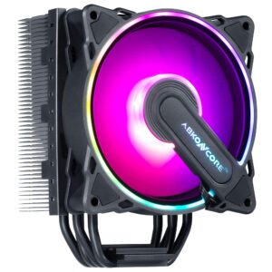 ABKONCORE RGB CPU Cooler CT403B, 4 Continuous Direct Contact Heatpipes, 120mm PWM SYNC Addressable RGB Fan with SYNC 61 LED Modes for Intel LGA1151/1200, AMD AM4/Ryzen CPUs