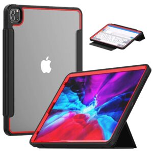 TianTa New iPad Pro 11 Case 2nd Generation 2020 & 2018, Slim Leather Full Body Hard Back Shell Protective Smart Cover with Built-in Screen Protector & Pencil Holder for iPad Pro 11 inch,Black/Red