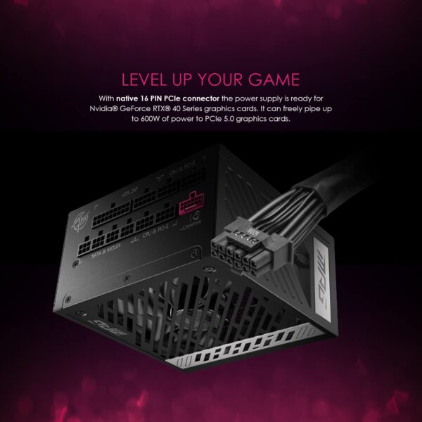 MSI MPG A1000G PCIE 5 & ATX 3.0 Gaming Power Supply - Full Modular - 80 Plus Gold Certified 1000W - 100% Japanese 105°C Capacitors - Compact Size - ATX PSU (Renewed) - Image 4