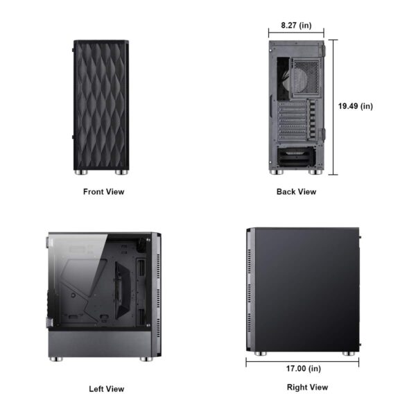 ESGAMING E-ATX Mid Tower Gaming Case with USB 3.0 Port and 4 ×120mm RGB Fan Pre-Installed, High Airflow Computer Case with Polygonal Mesh Front Panel, Crystalline Tempered Glass and Lighting System - Image 5