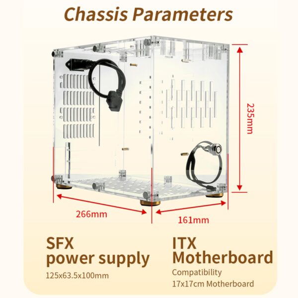HUIOP Small Computer Case Plexiglass Shell Compact PC Case Desktop PC Case ITX Motherboard 210mm Graphics Card SFX Power Supply All-Round Heat Dissipation PC Chassis, White - Image 4