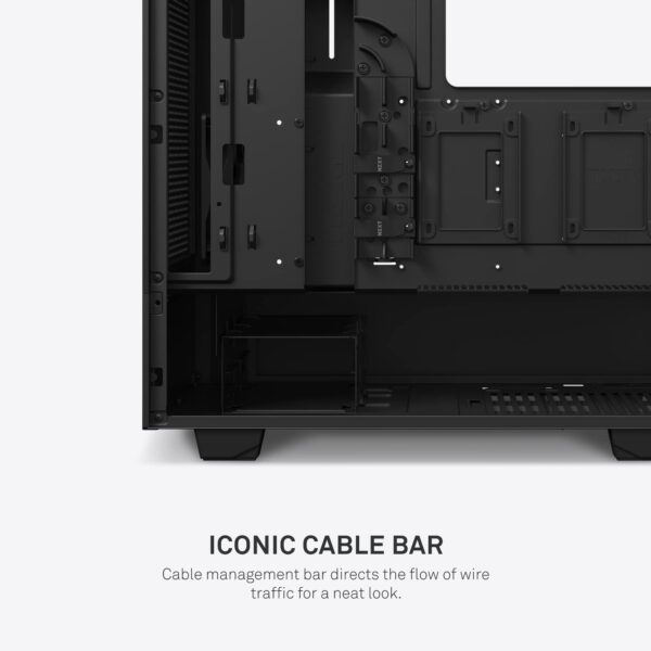 NZXT H510 Flow - CA-H52FB-01 - Compact ATX Mid-Tower PC Gaming Case - Perforated Front Panel - Tempered Glass Side Panel - Cable Management System - Water-Cooling Ready - Black - Image 5