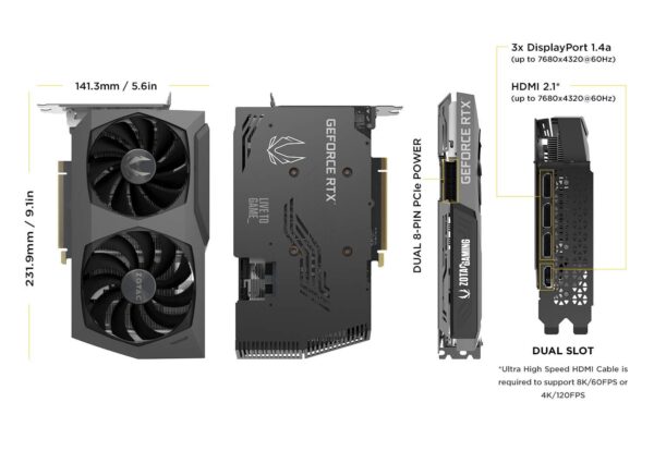 ZOTAC Gaming GeForce RTX 3070 Twin Edge OC 8GB GDDR6 256-bit 14 Gbps PCIE 4.0 Gaming Graphics Card, IceStorm 2.0 Advanced Cooling, White LED Logo Lighting, ZT-A30700H-10P (Renewed) - Image 2