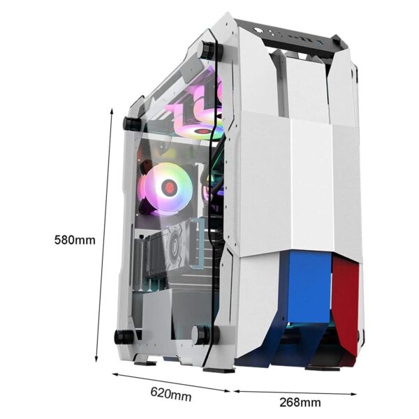 ZXFF Computer Case, Full-Tower ATX/M-ATX/ETX-PC Game Cabinet, Tempered Glass Side Panel, 8 Fan Positions-Support Water Cooling + Air Cooling (Color : White) - Image 2