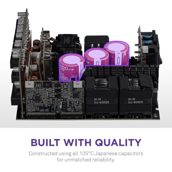 NZXT C1500 Platinum ATX 3.1 | Fully Modular Low-Noise PC Gaming Power Supply | 1500 Watts | 80 Plus Platinum| Dual 12V-2x6 Connectors | Zero Fan Mode | 100% Japanese Capacitors | Black (Renewed) - Image 7