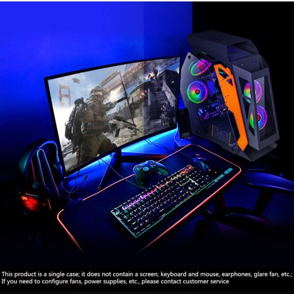 lingyun Special-Shaped Chassis Mini-ITX M-ATX Gaming Case, Game Chassis Desktop Double-Sided Transparent Tempered Glass Computer Motherboard Box - Image 2