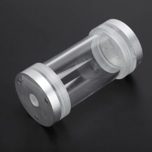 Heayzoki Water Cooled Cylinder Water Cooling, Reservoir G1/4 Threaded Cylindrical Cooler for Computer Water Cooled, Cooling Accessory PMMA Water for Heat Dissipation(Silver)