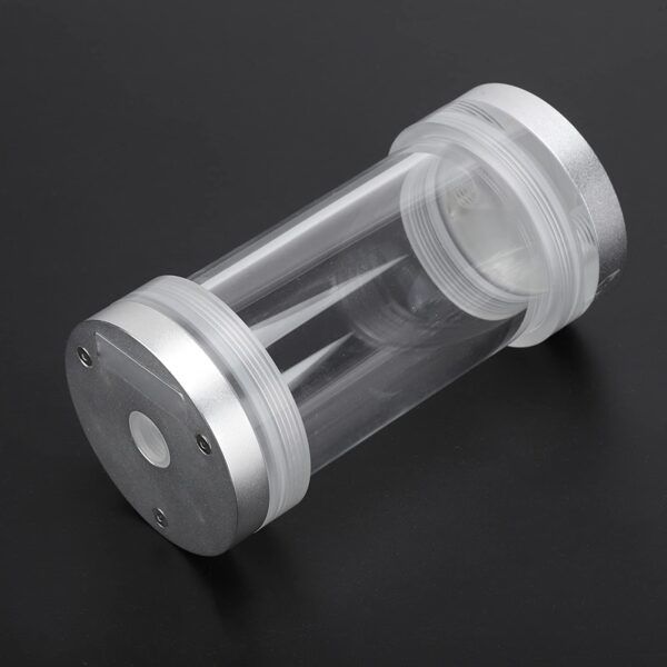 Heayzoki Water Cooled Cylinder Water Cooling, Reservoir G1/4 Threaded Cylindrical Cooler for Computer Water Cooled, Cooling Accessory PMMA Water for Heat Dissipation(Silver)
