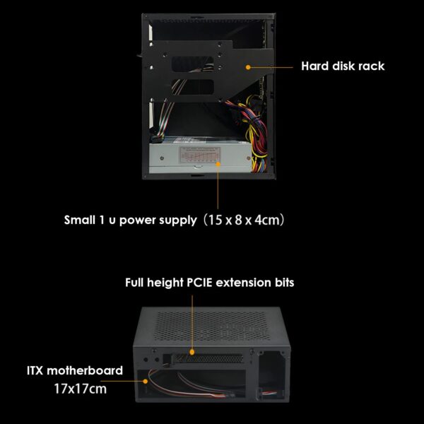 Soaying A09 HTPC Computer Case Mini ITX Gaming PC Chassis Desktop Chassis USB2.0 Computer Case Home Computer Case Black - Image 5