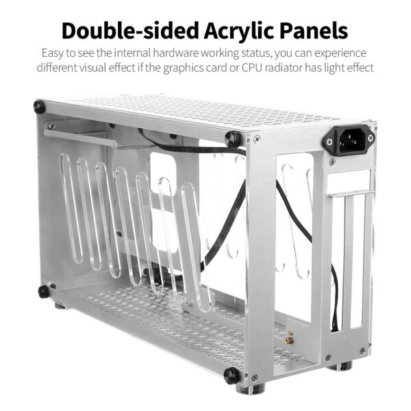 YIWENG Portable Small Computer Case Aluminum Shell Support Mini-ITX Motorad 300mm Graphics Card 63mm Height CPU Radiator Silver - Image 4