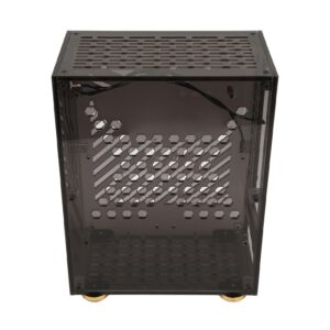 Beufee Computer Chassis, Mini-ITX Case 4.3L Clear Acrylic Panel for 1U Power 2.5in SSD 360 Degree Cooling Cushioning Foot Pads(Black)