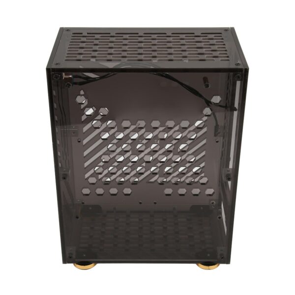 Beufee Computer Chassis, Mini-ITX Case 4.3L Clear Acrylic Panel for 1U Power 2.5in SSD 360 Degree Cooling Cushioning Foot Pads(Black)