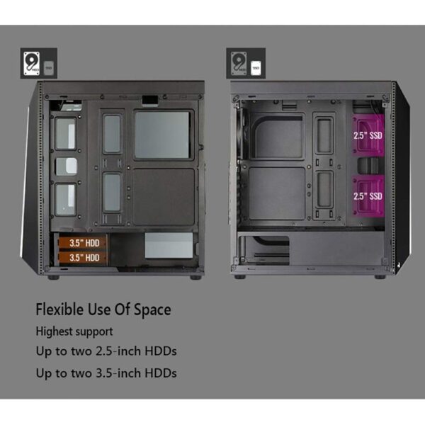 HDYD Gaming Case,Mid-Tower PC Gaming Case ATX/M-ATX/ITX - Front I/O USB 3.0 Port - Transparent Side Panels - 8Fan Position-Water Cooling Installation Ready - Image 7