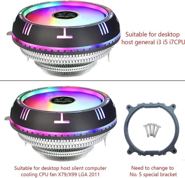 TARCT RGB CPU Ventilator Low Profile CPU Air Cooler with 90mm Silent Fan More Durable - Image 9