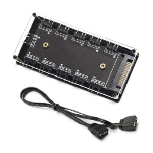 Yuly Fan Hub ARGB Cable Splitter Hub Adapter Computer Tabletop PC Accessories 10-in-1 for Motherboard Accessories Rgb Fan Hub